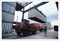 40-foot capacity container being loaded for shipping